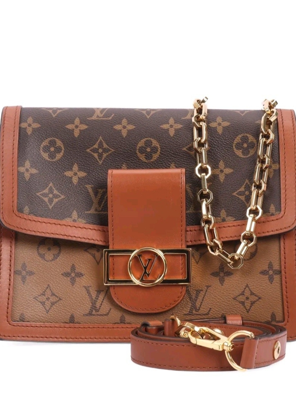 Louis Vuitton Reverse Monogram Canvas MM Dauphine Chain Shoulder/Crossbody Bag